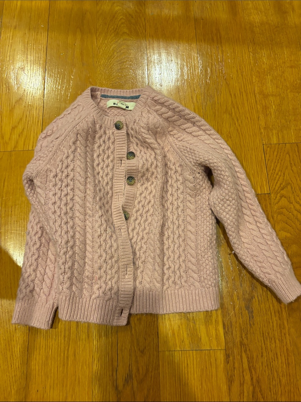 Mini Boden Blush Pink Cable-Knit Button Cardigan